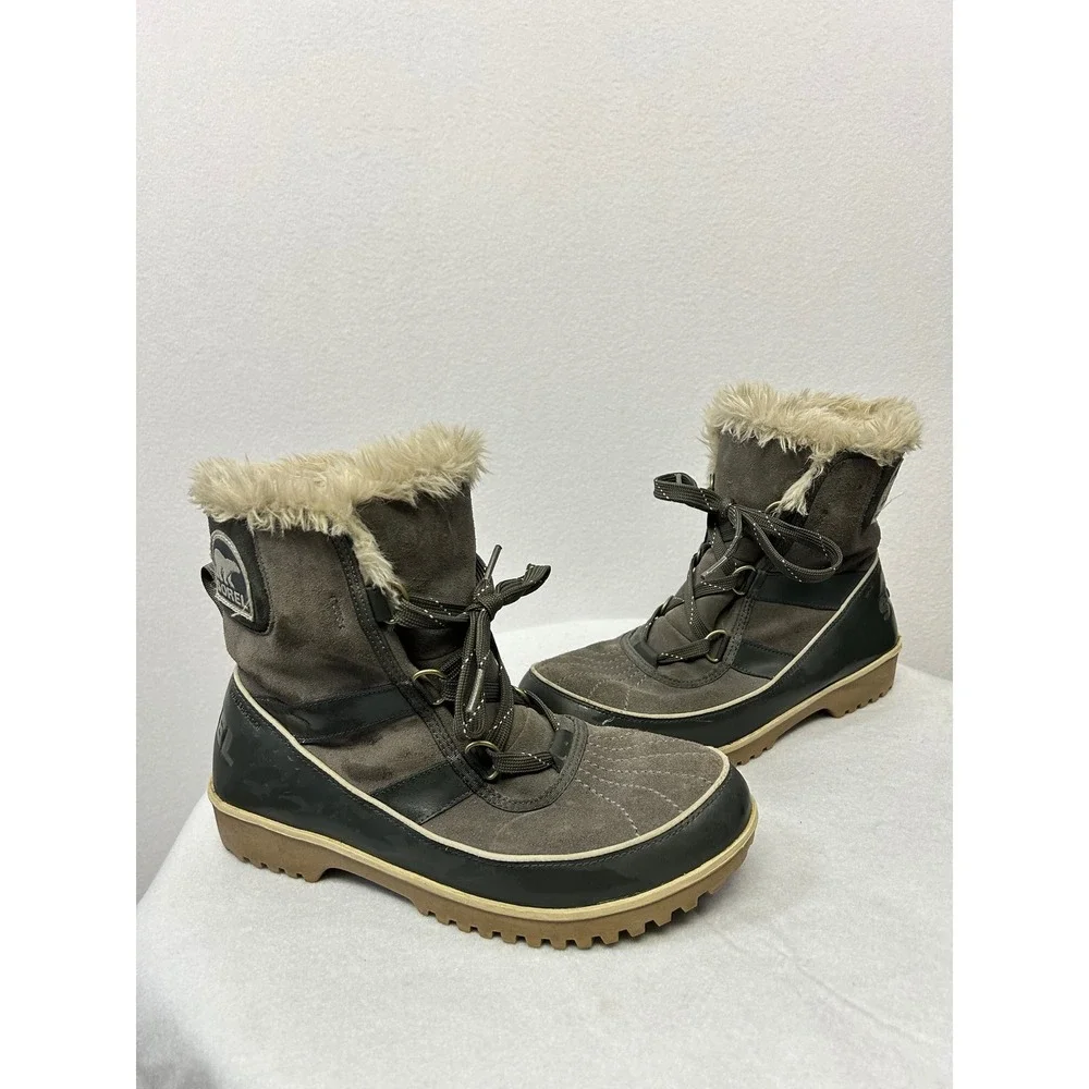 Winter Snow Sorel Womens 10 Shale Grey Waterproof Faux Fur Winter Carnival Boots